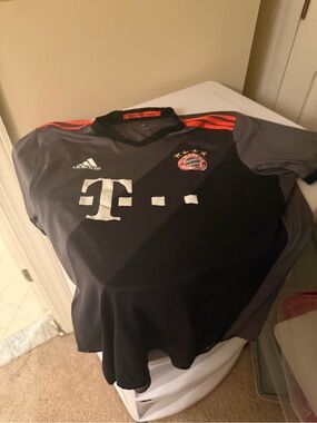 adidas Black & Gray FC Bayern Munich Away Jersey with Red Accents